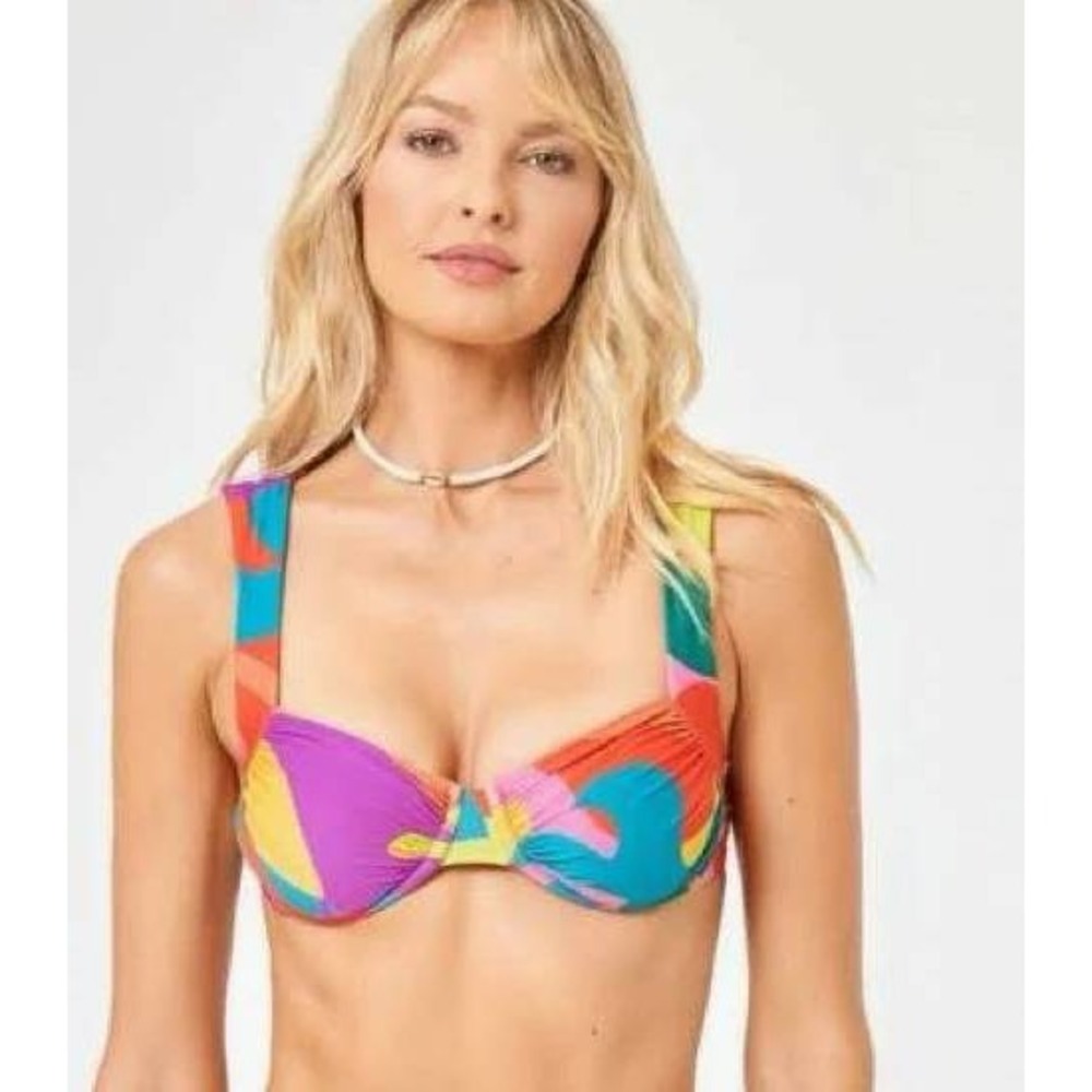 L*Space Stella Top Copacabana Underwire Bikini Swim XL NEW Retro 70s Beach Bold